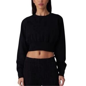 TALENTLESS Dolman Black Cropped Crewneck Sweater XS